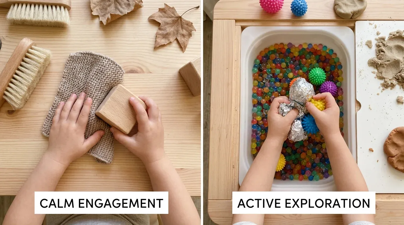 Different individual responses to sensory toys demonstrating personalized needs and preferences